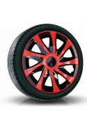 Puklice kompatibilné na auto Seat 14" DRACO Červeno-čierne 4 ks