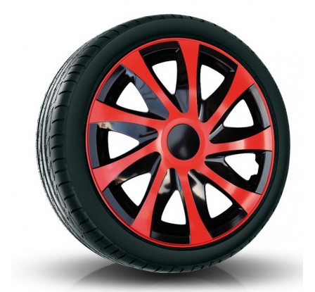 Puklice kompatibilné na auto Mitsubishi 16" DRACO Červeno-čierne 4 ks