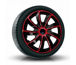 Puklice kompatibilné na auto Peugeot 15" QUAD červeno-čierne 4ks