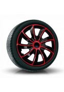 Puklice kompatibilné na auto Peugeot 16" QUAD červeno-čierne 4ks