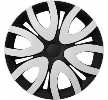 Puklice kompatibilné na auto Fiat 14" MIKA bielo-čierne 4ks