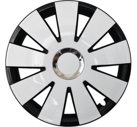 Puklice kompatibilné na auto Citroen 16" Nefrytchrome bielo-čierne 4ks