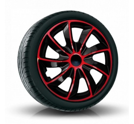 Puklice kompatibilné na auto Ford 14" QUAD bicolor červené 4ks