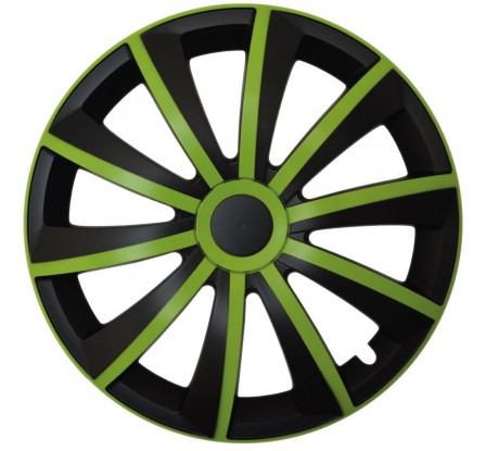 Puklice kompatibilné na auto Fiat 14" GRAL zeleno - čierne 4ks