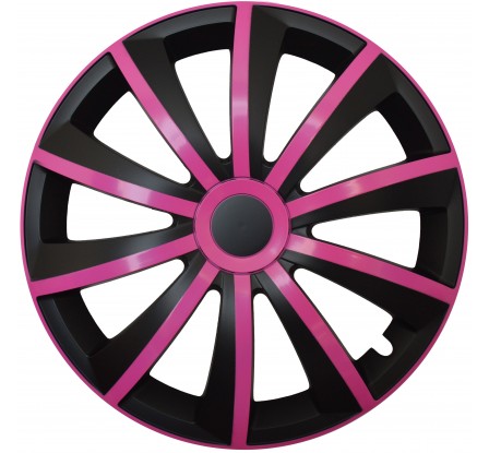 Puklice kompatibilné na auto Ford 14" GRAL ružovo - čierne 4ks