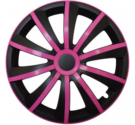 Puklice kompatibilné na auto Nissan 15" GRAL ružovo - čierne 4ks