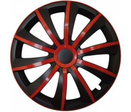 Puklice kompatibilné na auto Peugeot 14" GRAL červeno - čierne 4ks