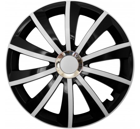 Puklice kompatibilné na auto Audi 14" GRAL Chrome bielo-čierne 4ks