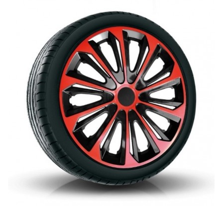 Puklice kompatibilné na auto Peugeot 16" STRONG Červeno - čierne 4ks