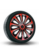 Puklice kompatibilné na auto Peugeot 16" STRONG Červeno - čierne 4ks