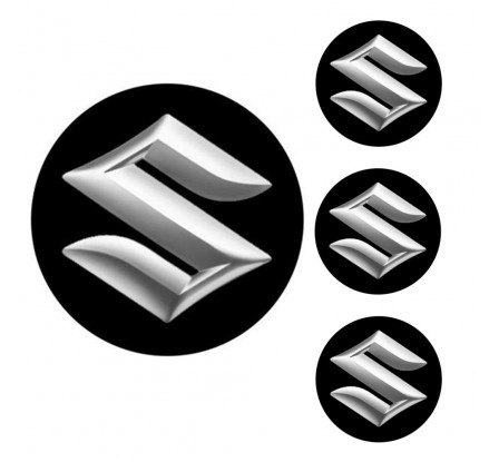 Logo na stredy kolies - živicové 4ks - SUZUKI čierne 55mm