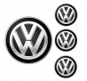 Logo na stredy kolies - živicové 4ks - VW Čierne 55mm