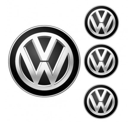 Logo na stredy kolies - živicové 4ks - VW Čierne 55mm