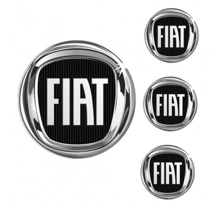 Logo na stredy kolies - živicové 4ks - FIAT Čierne 55mm