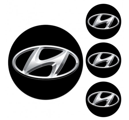 Logo na stredy kolies - živicové 4ks - HYUNDAI Čierne 55mm