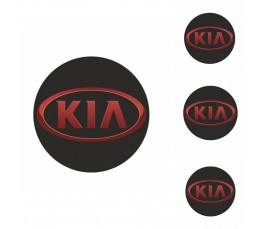 Logo na stredy kolies - živicové 4ks - KIA Čierne 55mm