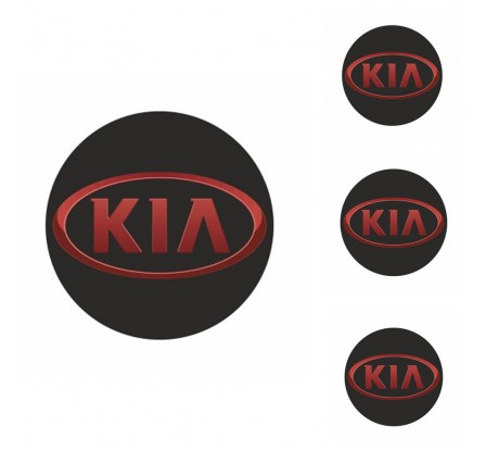 Logo na stredy kolies - živicové 4ks - KIA Čierne 55mm
