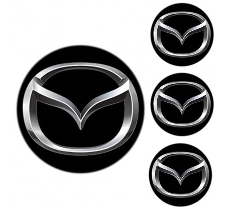 Logo na stredy kolies - živicové 4ks - MAZDA Čierne 55mm