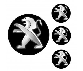 Logo na stredy kolies - živicové 4ks - PEUGEOT Čierne 55mm