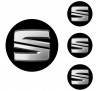 Logo na stredy kolies - živicové 4ks - Seat čierny 55mm