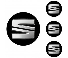 Logo na stredy kolies - živicové 4ks - Seat čierny 55mm