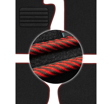 Koberce textilné AUDI Q5 B9 2016 -  červené prešívanie