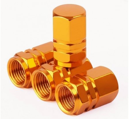 Čiapočka ventilu kovová šesťhranná 4ks - zlatá