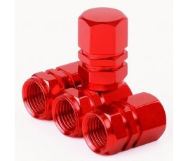 Čiapočka ventilu kovová šesťhranná 4ks - červená