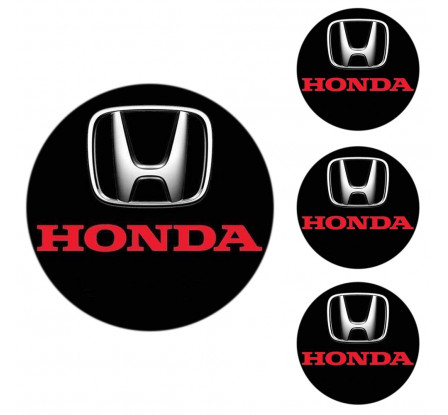 Logo na stredy kolies - živicové 4ks - HONDA Čierne 55mm