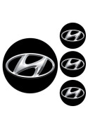 Logo na stredy kolies - živicové 4ks - HYUNDAI Čierne 55mm