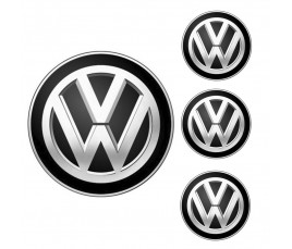 Logo na stredy kolies - živicové 4ks - VW Čierne 55mm