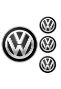 Logo na stredy kolies - živicové 4ks - VW Čierne 55mm