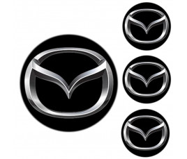 Logo na stredy kolies - živicové 4ks - MAZDA Čierne 55mm