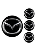 Logo na stredy kolies - živicové 4ks - MAZDA Čierne 55mm