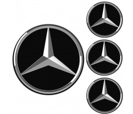 Logo na stredy kolies - živicové 4ks - MERCEDES Čierne 55mm